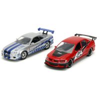 Rýchlo a zbesilo Twin Pack 2006 Mitsubishi Lancer Evo IX + Brianov 2002 Nissan Skyline GTR R34, 1:32 Wave 2