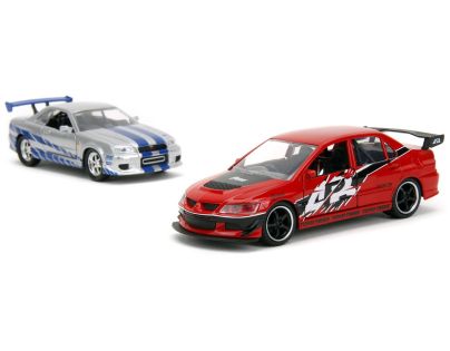 Rýchlo a zbesilo Twin Pack 2006 Mitsubishi Lancer Evo IX + Brianov 2002 Nissan Skyline GTR R34, 1:32 Wave