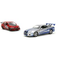 Rýchlo a zbesilo Twin Pack 2006 Mitsubishi Lancer Evo IX + Brianov 2002 Nissan Skyline GTR R34, 1:32 Wave 4