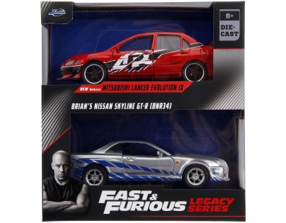 Rýchlo a zbesilo Twin Pack 2006 Mitsubishi Lancer Evo IX + Brianov 2002 Nissan Skyline GTR R34, 1:32 Wave