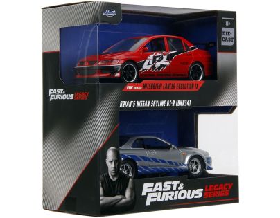 Rýchlo a zbesilo Twin Pack 2006 Mitsubishi Lancer Evo IX + Brianov 2002 Nissan Skyline GTR R34, 1:32 Wave