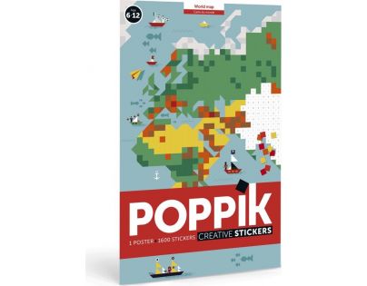 Poppik Samolepkový plagát Mapa sveta