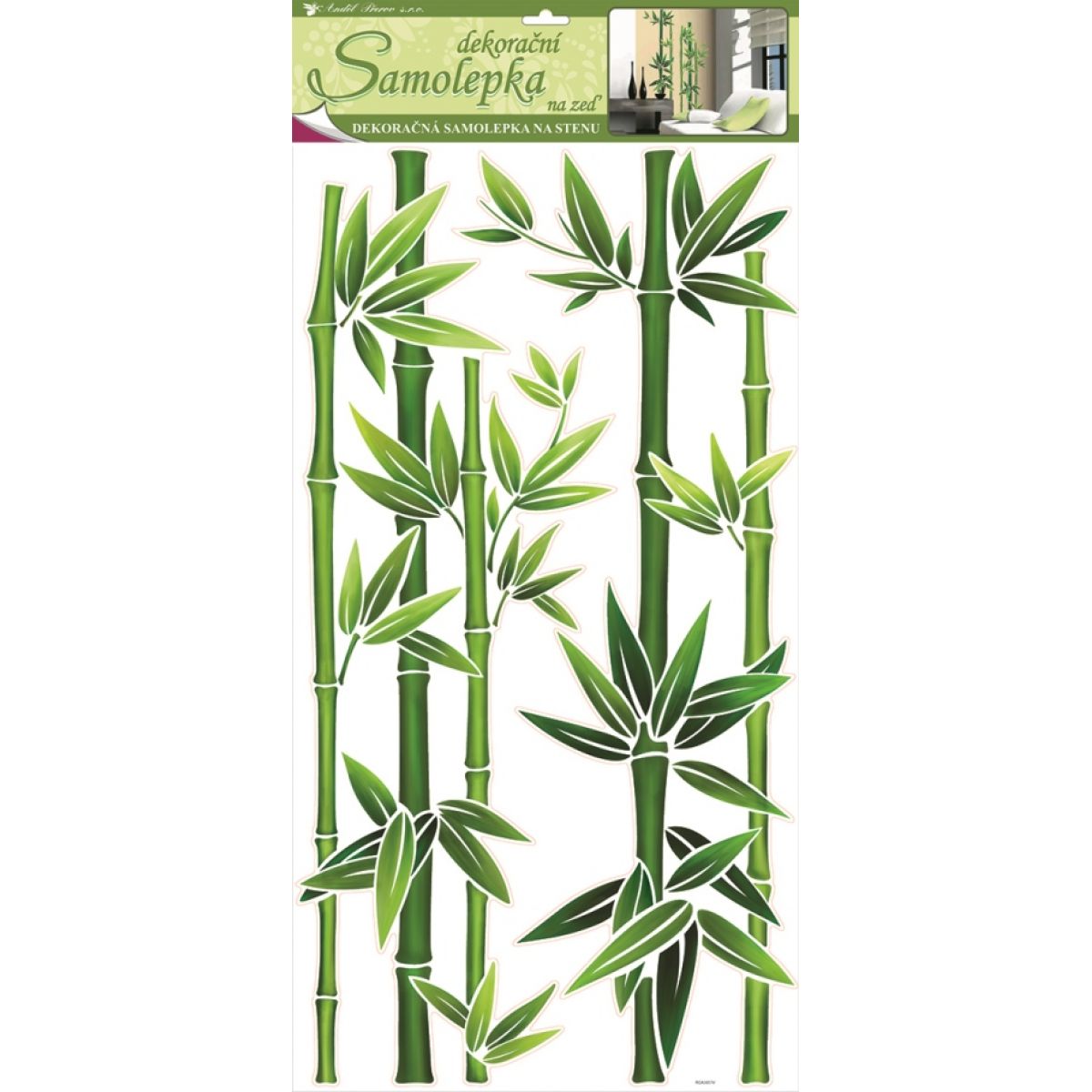 Samolepky na stenu bambus zelený, 60x32 cm