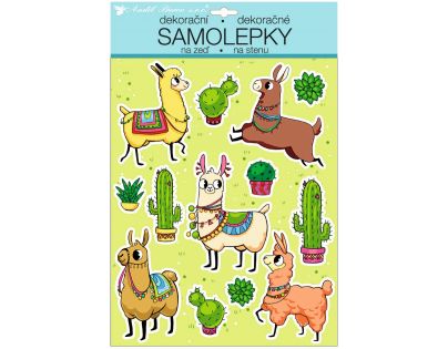 Samolepky na stenu farebné lamy s glitrami 35 x 27 cm