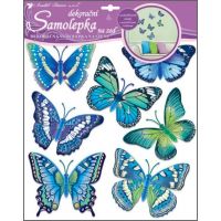 Samolepky na stenu motýle modrí 30,5 x 30,5 cm