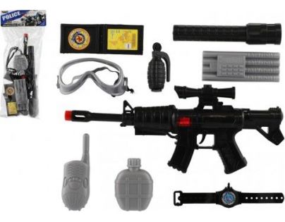 Teddies Policajný set so samopalom 38 cm