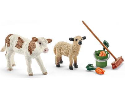 Schleich 41422 Sada na úklid stáje včetně telete a jehněte
