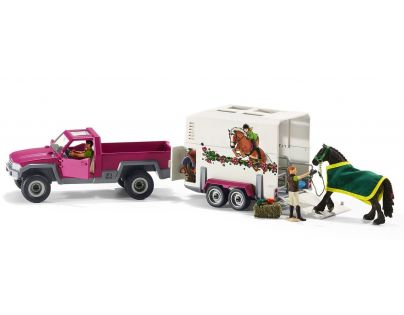 Schleich Pick up s prívesom a koňom - Poškozený obal