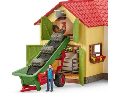 Schleich Poľnohospodársky dopravník na seno s farmárom