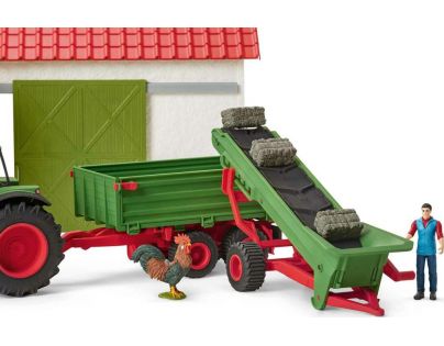 Schleich Poľnohospodársky dopravník na seno s farmárom