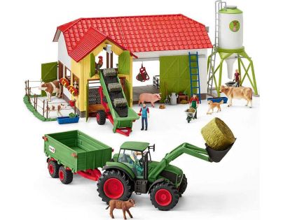 Schleich Poľnohospodársky dopravník na seno s farmárom