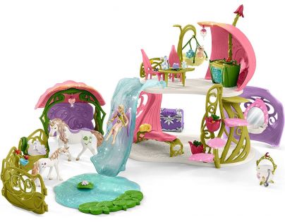 Schleich 42445 Trblietavý kvetinový dom s jednorožce, jazerom a stajní
