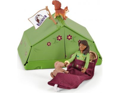 Schleich Sarah s koníkom a zvieratkami kempujú