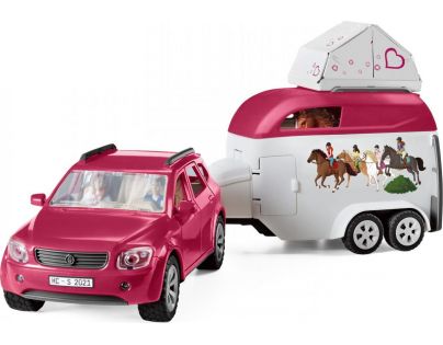 Schleich Dobrodružné auto s prívesom a koňom