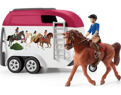 Schleich Dobrodružné auto s prívesom a koňom