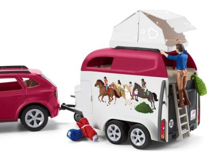 Schleich Dobrodružné auto s prívesom a koňom