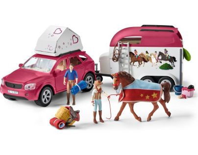 Schleich Dobrodružné auto s prívesom a koňom