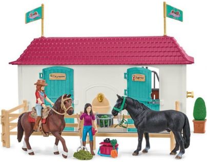 Schleich Veľký dom so stajňou príslušenstvom a kĺbovými figúrkami