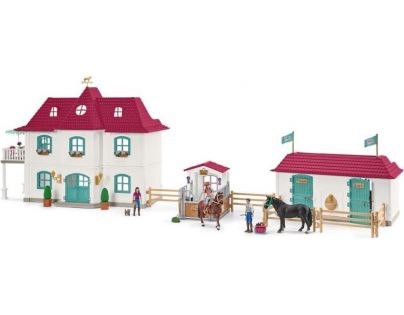 Schleich Veľký dom so stajňou príslušenstvom a kĺbovými figúrkami