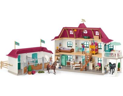 Schleich Veľký dom so stajňou príslušenstvom a kĺbovými figúrkami