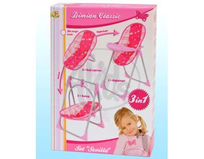 Dimian 40702 - Set 3 v 1 sedčka, houpačka, jídelní židle