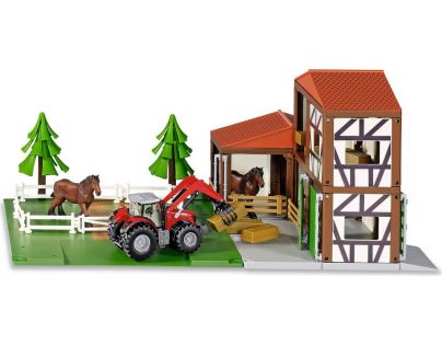 Siku 5609 Stajňa s koňmi a traktorom v mierke 1:50