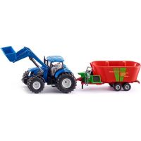 SIKU Farmer traktor New Holland s předním nakladačem a vlekem 1:50 SIKU Farmer traktor New Holland s předním nakladačem a vlekem 1:50