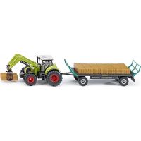 Siku Farmer Traktor s balíkovacím nástavcom a vlekom 1:50
