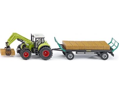 Siku Farmer Traktor s balíkovacím nástavcom a vlekom 1:50