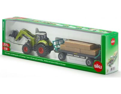 Siku Farmer Traktor s balíkovacím nástavcom a vlekom 1:50