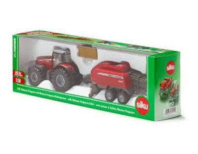Siku Farmer Traktor Massey Ferguson s vlekem na tvoření balíků 1:50