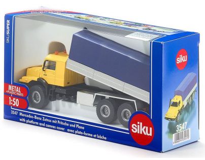 SIKU Super Mercedes Benz s plošinou a plachtou 1:50