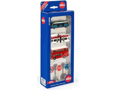 Siku Super 6303 Set mestské vozidlá a značky červený autobus