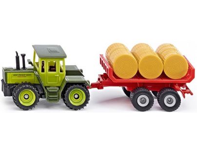 Siku Super MB traktor s vlekem a balíky slámy