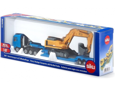 Siku Super Ťažký náklad s podvalníkom a bagrom 1:87