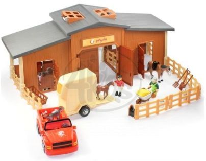 Simba Superplay S 4352648 - Koňský statek + jeep s přívěsem a doplňky