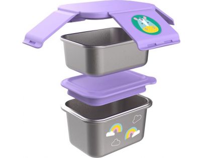 Skip Hop Zoo misky nerez Obedár 2 ks Jednorožec - Poškodený obal