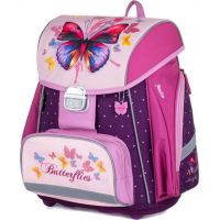 Školní batoh Premium Motýl růžový