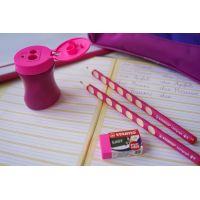 Školský set pre pravákov STABILO EASYgraph ružový s gumou a strúhadlom 6