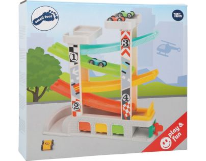 Small Foot Závodná dráha s parkoviskom a garážami