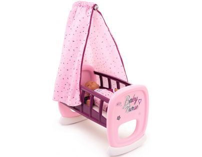 Smoby Baby Nurse Kolíska s baldachýnom pre bábiky ružová
