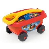 Smoby Detsky vozík na ťahanie Mickey modrý s vedro setom do piesku 18 cm 2