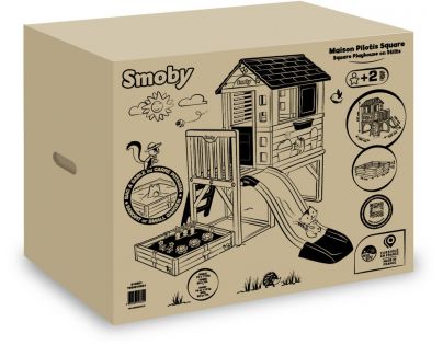 Smoby Domček na pilieroch so štvorcovým pieskoviskom a šmýkačkou 150 cm