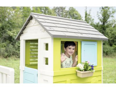Smoby Domček na pilieroch so štvorcovým pieskoviskom a šmýkačkou 150 cm