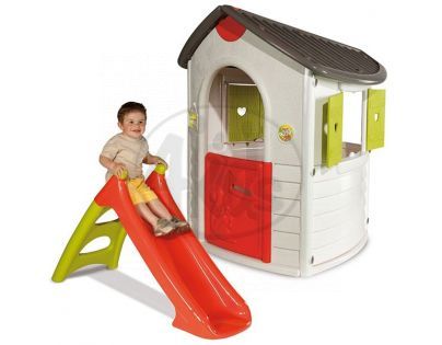 Smoby 310202 - Domeček Natur home + skluzavka XS 90cm s vhlčením