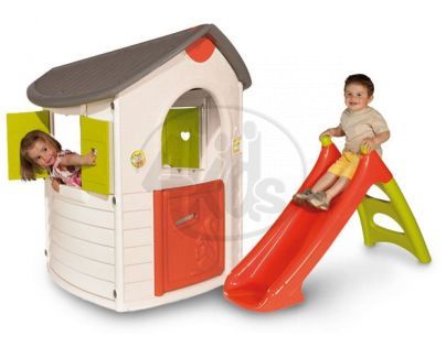 Smoby 310202 - Domeček Natur home + skluzavka XS 90cm s vhlčením