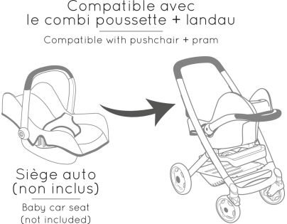 Smoby Kombinovaný kočík Maxi Cosi pre bábiky svetlo ružový