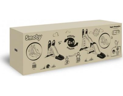 Smoby Šmykľavka Super Megagliss 2 v 1 modrozelená skluzná plocha 150 - 375 cm