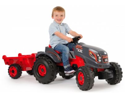 Smoby Traktor pre deti šliapací Stronger XXL s prívesom šedo-červený
