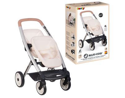 Smoby Športový kočík pre bábiky dvojčatá Maxi Cosi béžový